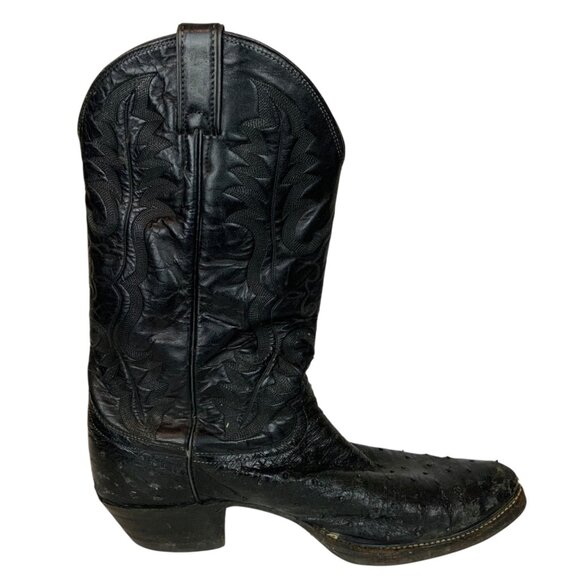 Vintage Justin Mens Full Quill Ostrich Cowboy Boots Size 11.5 E Black Western - Picture 5 of 9